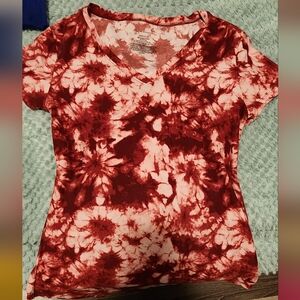 Dark pink tie dye pattern top